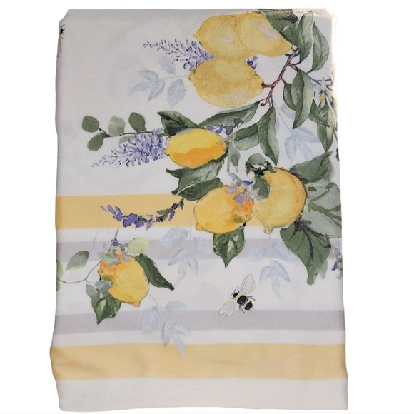 Nicole Miller Home Polyester‎ Tablecloth Lemons Flowers and Leaves 60x104 Oblong - Picture 6 of 11